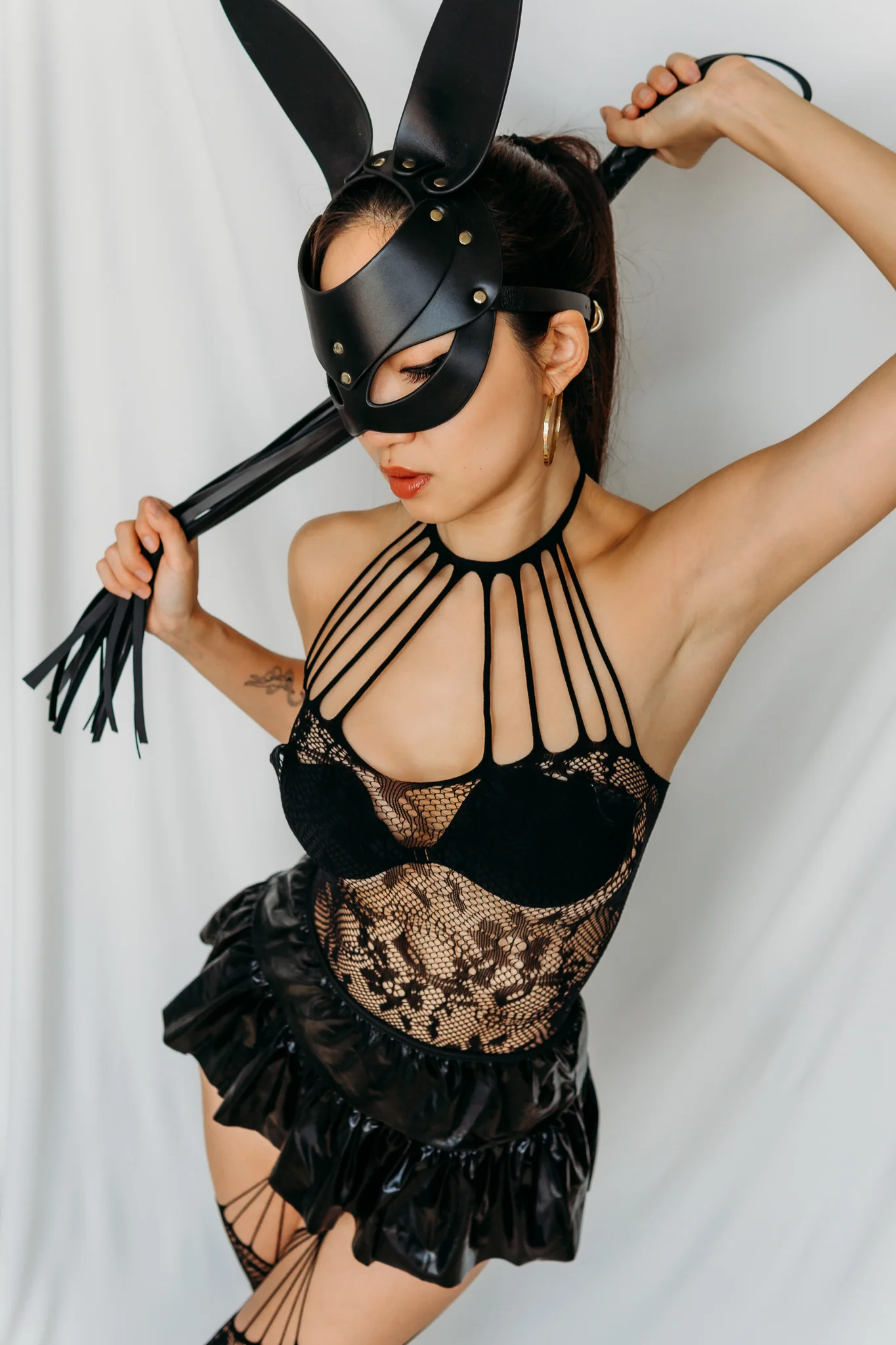 Arianna Bunny Faux Leather Mask - Image 5