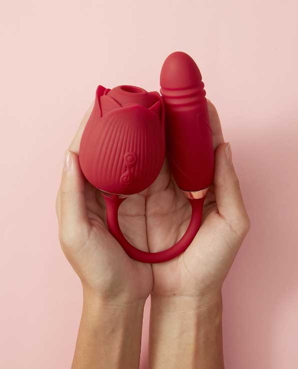 Dolce Vita Rose Clit Sucker & Thrusting Vibrator (3-in-1) - Image 5