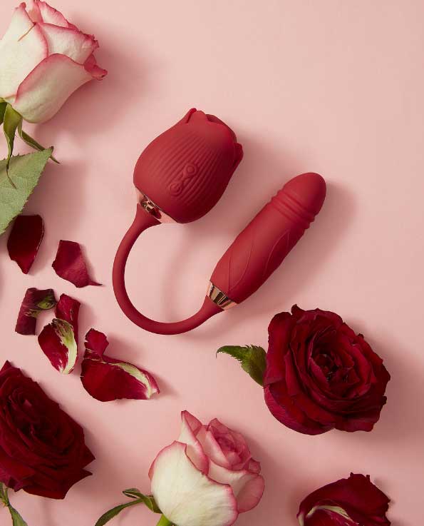 Dolce Vita Rose Clit Sucker & Thrusting Vibrator (3-in-1) - Image 6