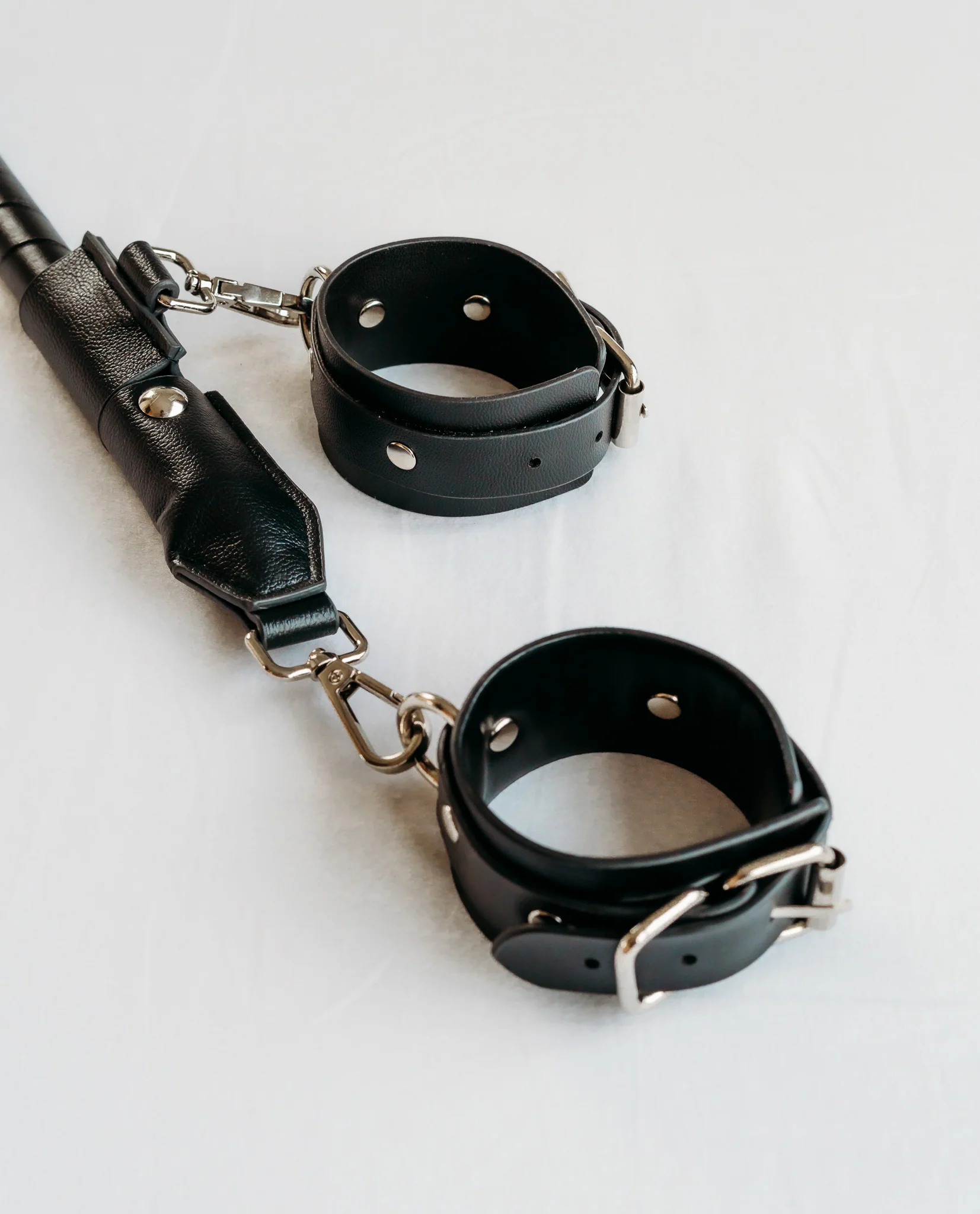 Cupid’s Faux Leather Bondage Spreader Bar with Cuffs - Image 9