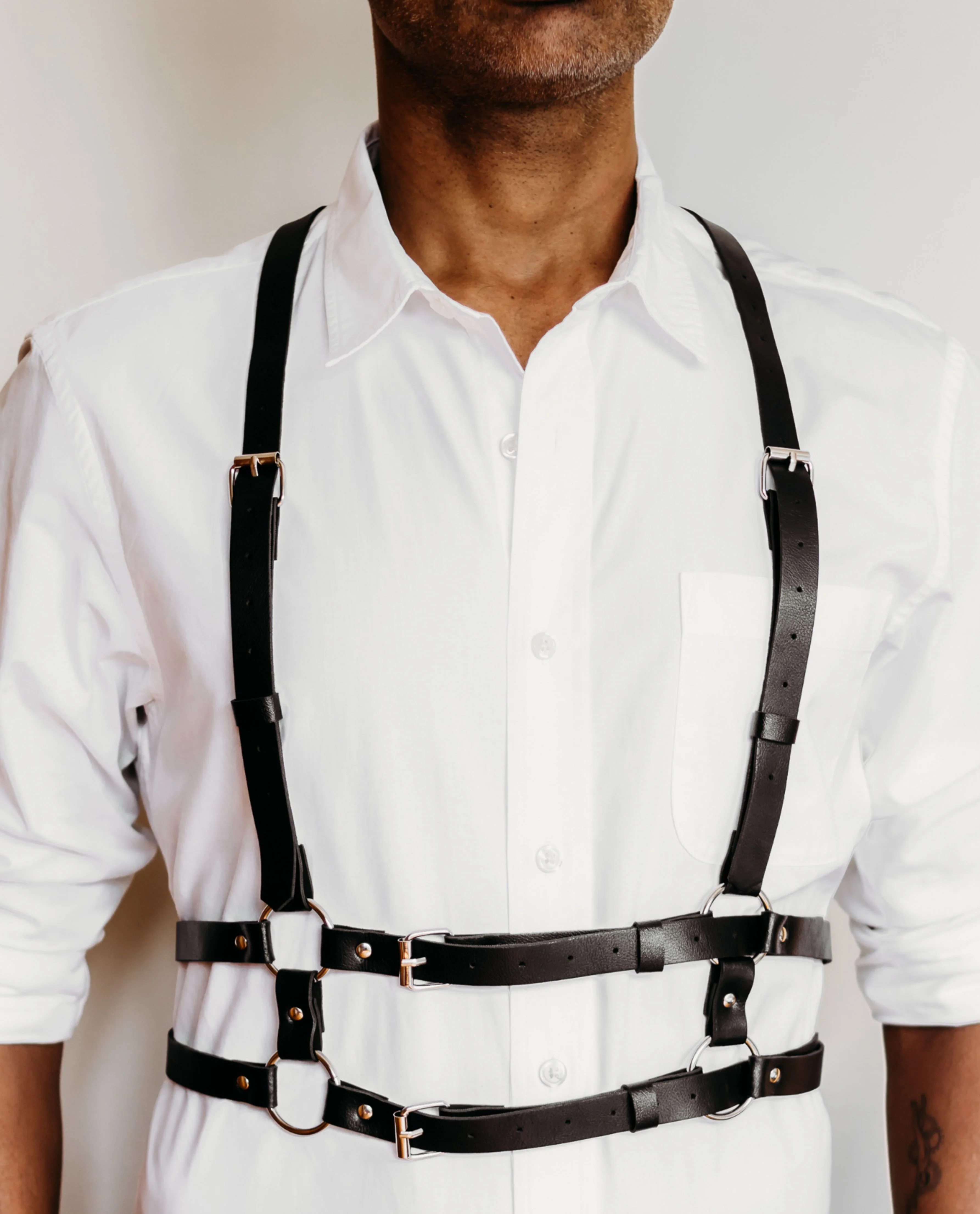 Maverick Faux Leather Fetish Suspender Body Harness - Image 3